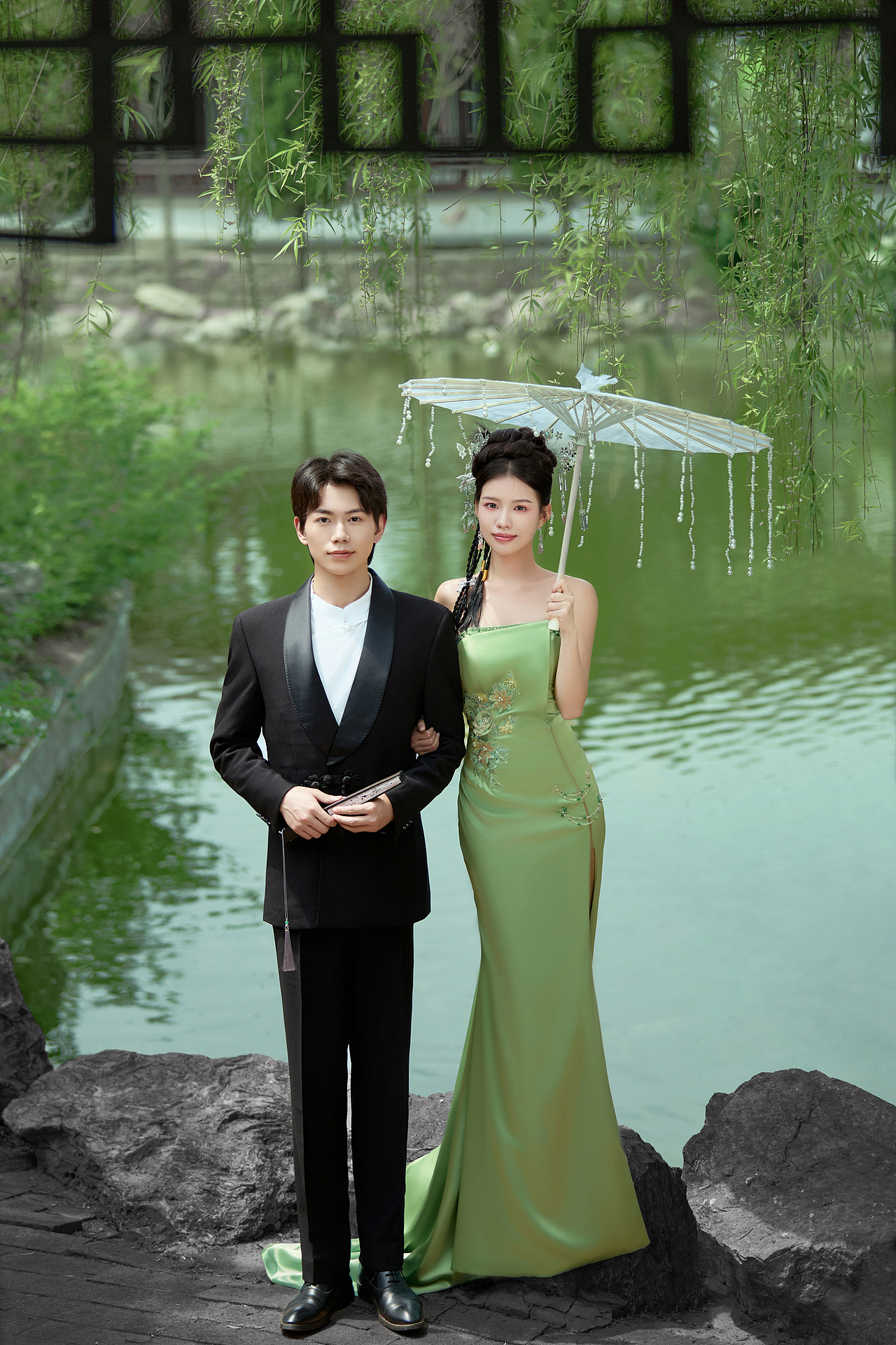 中式园林旗袍婚纱修图