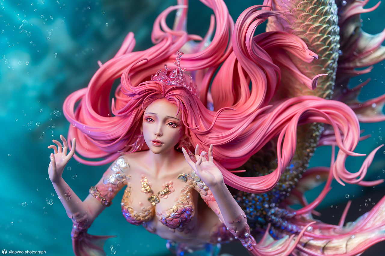 pj x 糖王周毅 艺术家系列雕像"dont cry"-美人鱼雕像摄影香港特别