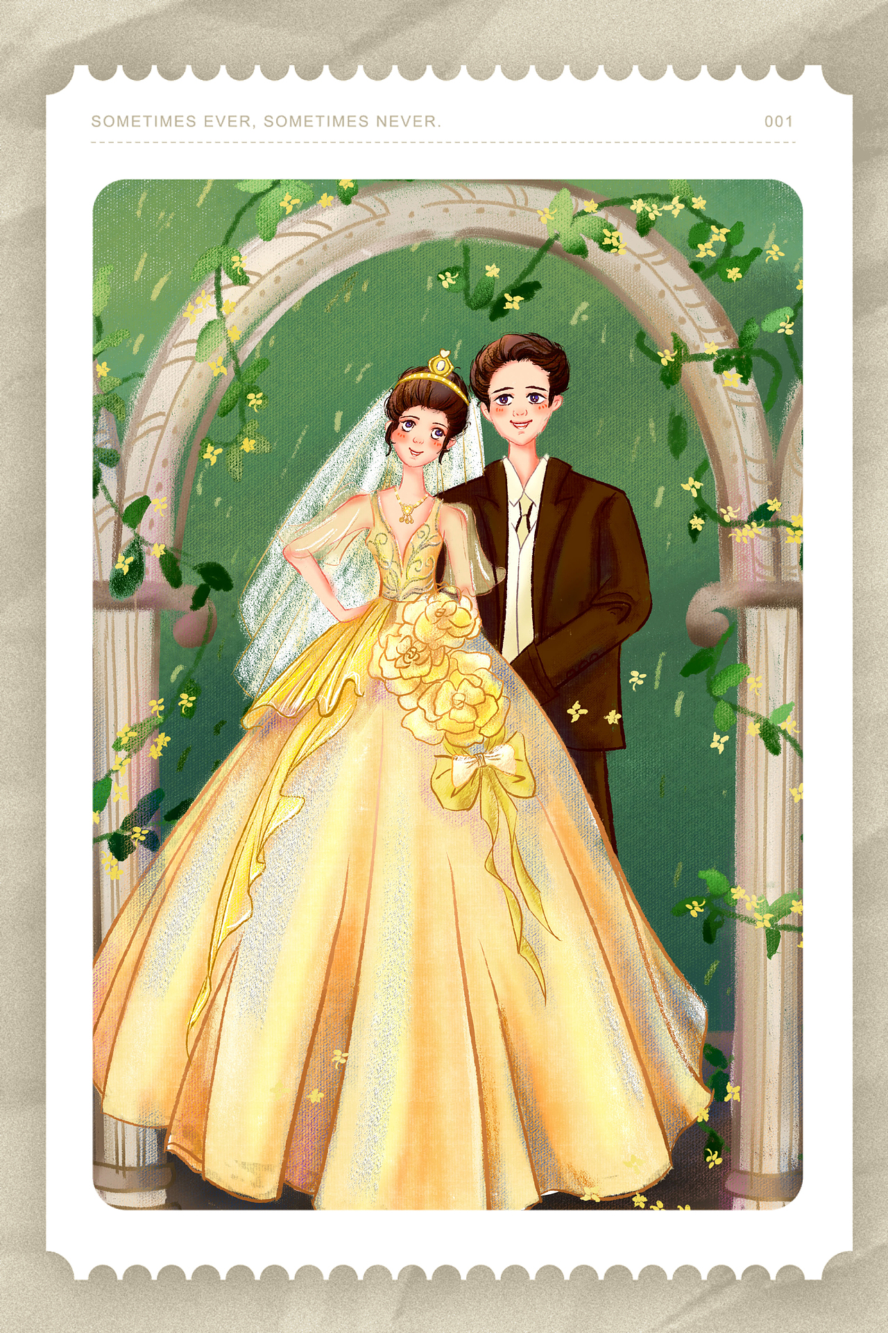 情侣婚礼插画｜手绘【婚纱照】｜婚庆人物设计新郎新娘（图ZMzI5MDc0NzAw） - 创作习作 - 站酷设计师爱画画的尤尤原创素材 - 站酷ZCOOL