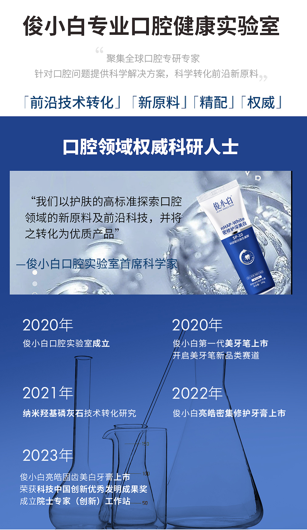 俊小白密修护深美白牙膏详情页设计