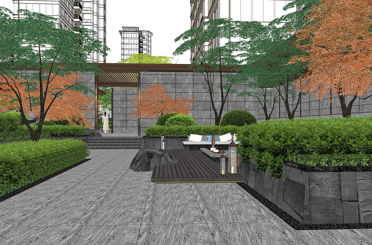 新希望奥体I70示范区景观SU模型下载