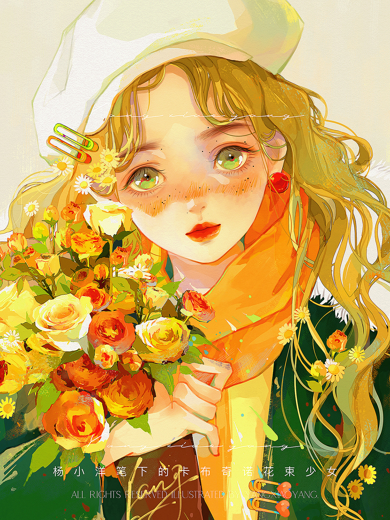 油画风 氛围感少女插画_杨小洋插画-站酷zcool