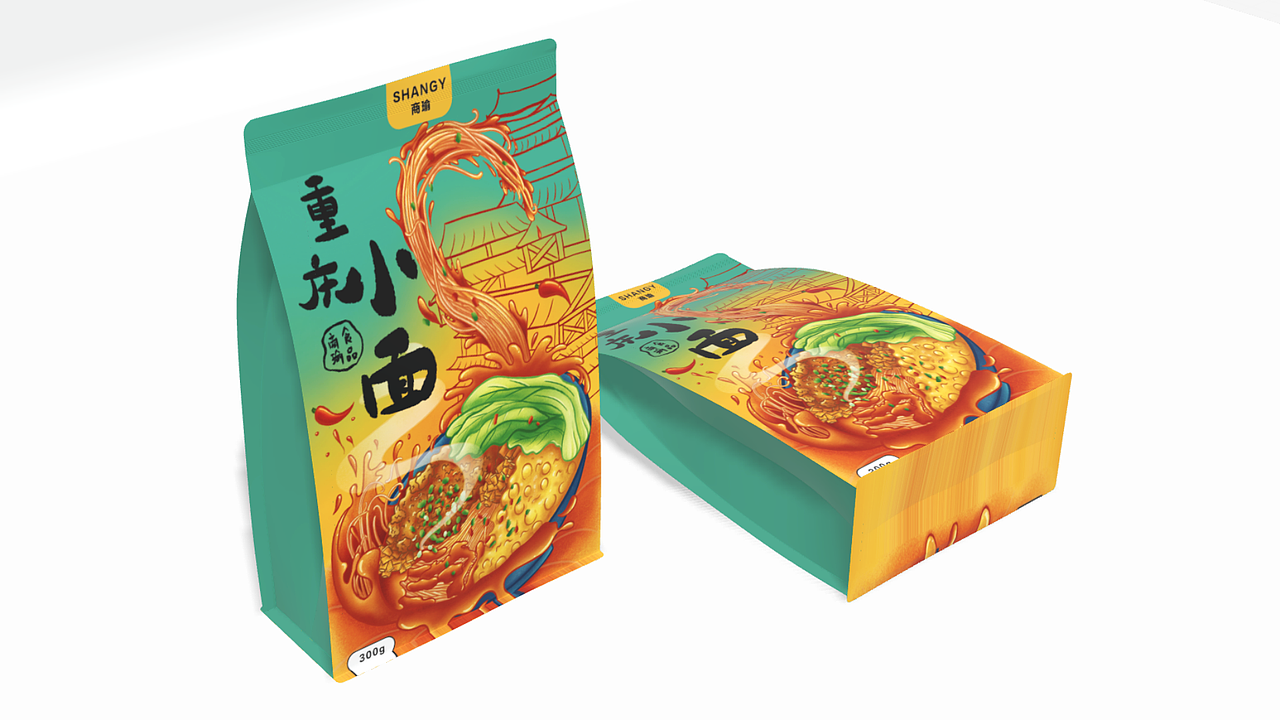 重庆小面插画包装设计