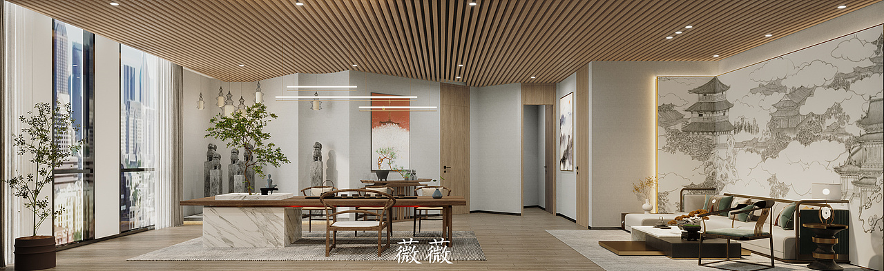 新中式茶室设计 | 安静雅致 故意盎然