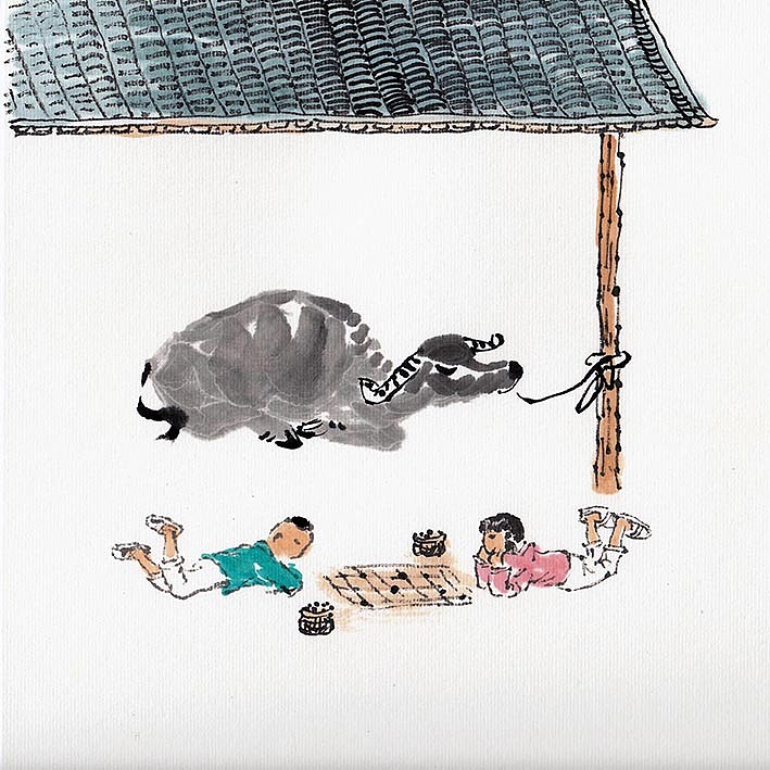 二十四节气插画 水墨牧童 冬季篇