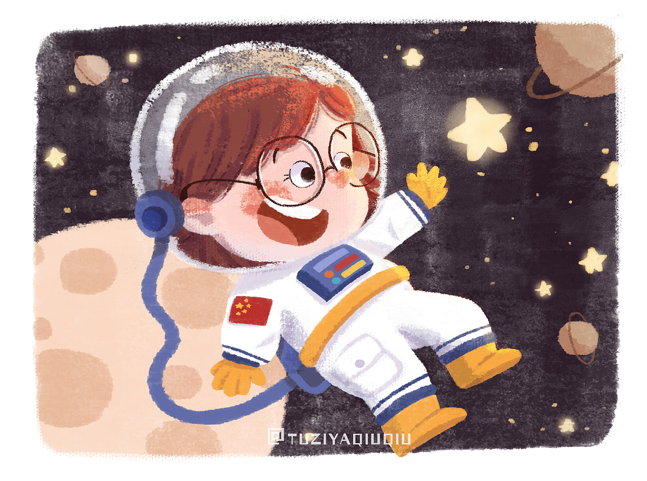 板绘教程-宇航员女孩（图ZMzAxMzA4ODQw） - 儿童插画 - 站酷设计师兔子牙秋秋原创素材 - 站酷ZCOOL
