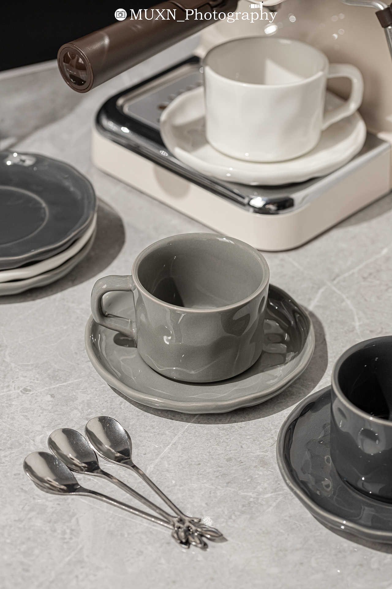 ins简约黑白灰咖啡杯碟