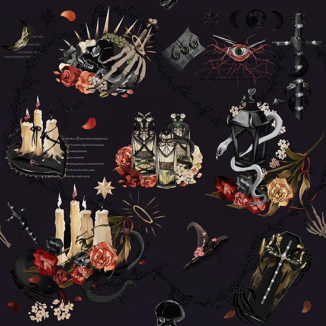 貪欲吞噬者|印花稿件展示（圖ZMzMxMjYxNzEy） - 商業(yè)插畫 - 站酷設(shè)計(jì)師月耀狐狐原創(chuàng)素材 - 站酷ZCOOL