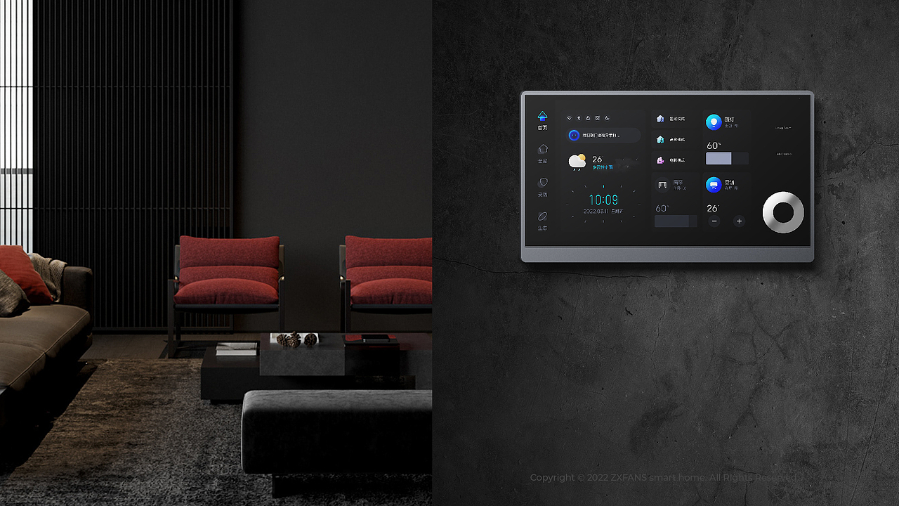 ZXFANS 智有范 智能中控屏 旗舰王者,自带网关,兼顾美学与功能的至优解,旋钮 按键 屏幕 三体合一。