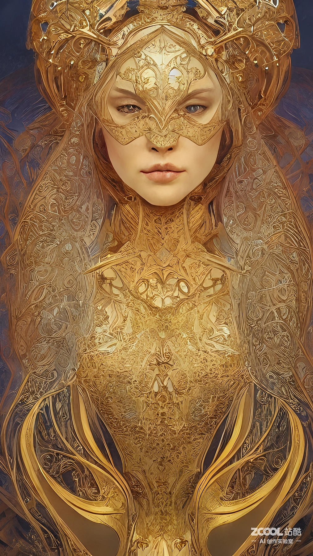 #AI创作实验室#【黄金甲的女人】【穆夏插画3D化】