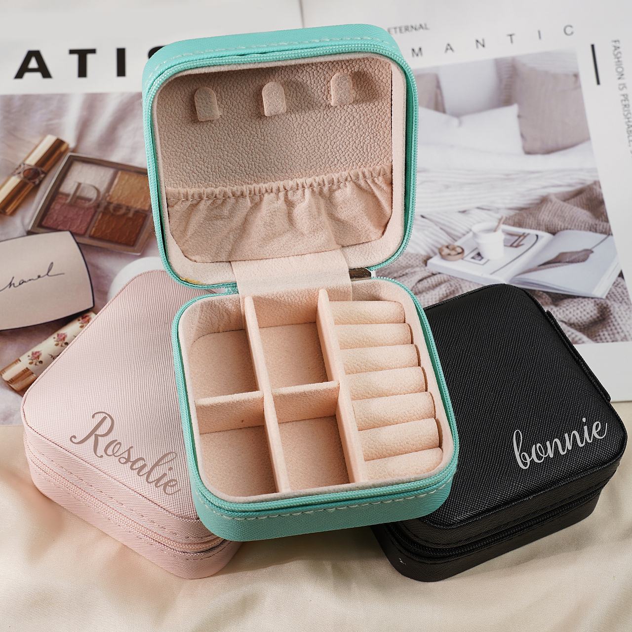 小清晰风格，首饰盒子拍摄