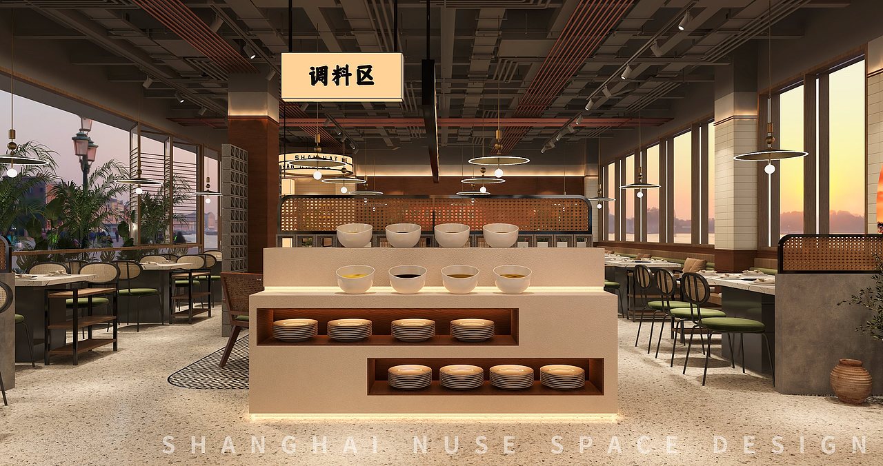 320平自然风火锅店设计（图ZMzUyODUyNzU2） - 商业空间设计 - 站酷设计师上海驽色餐饮设计原创素材 - 站酷ZCOOL