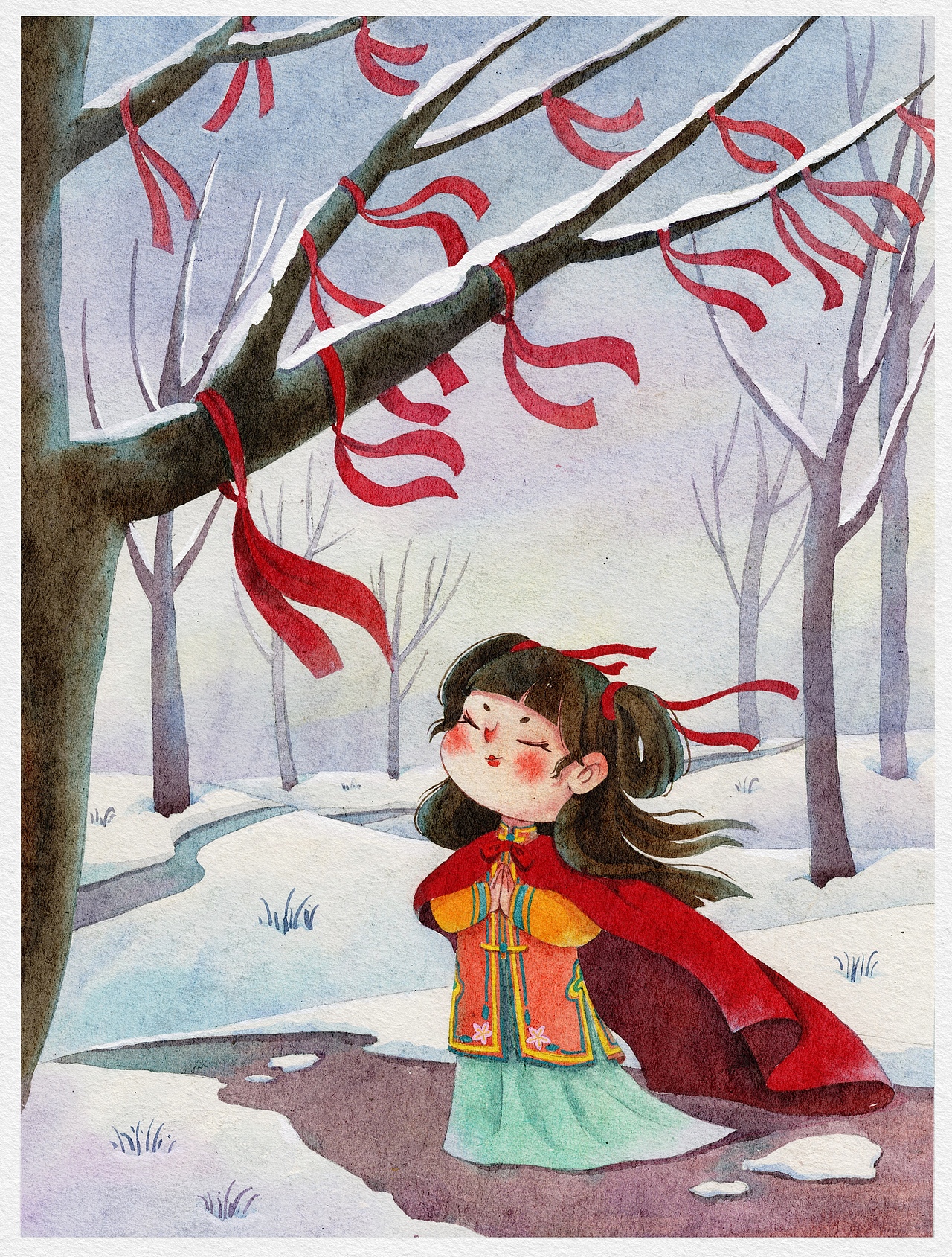 Q版古风——许愿（图ZMzcxMDQ3NTYw） - 儿童插画 - 站酷设计师夏小夕夕夕原创素材 - 站酷ZCOOL