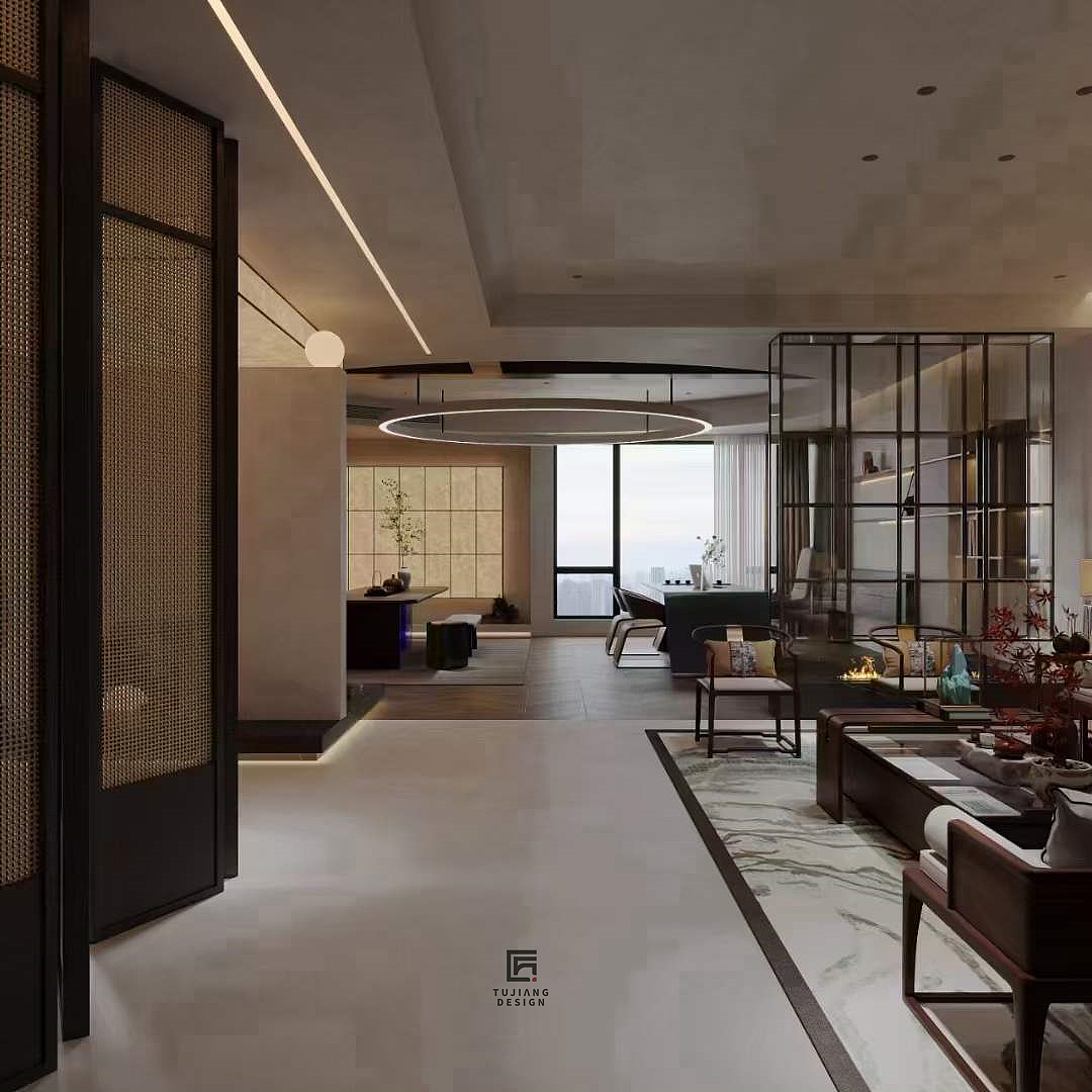 新中式办公室设计案例｜静谧雅致办公，尽享儒雅之美