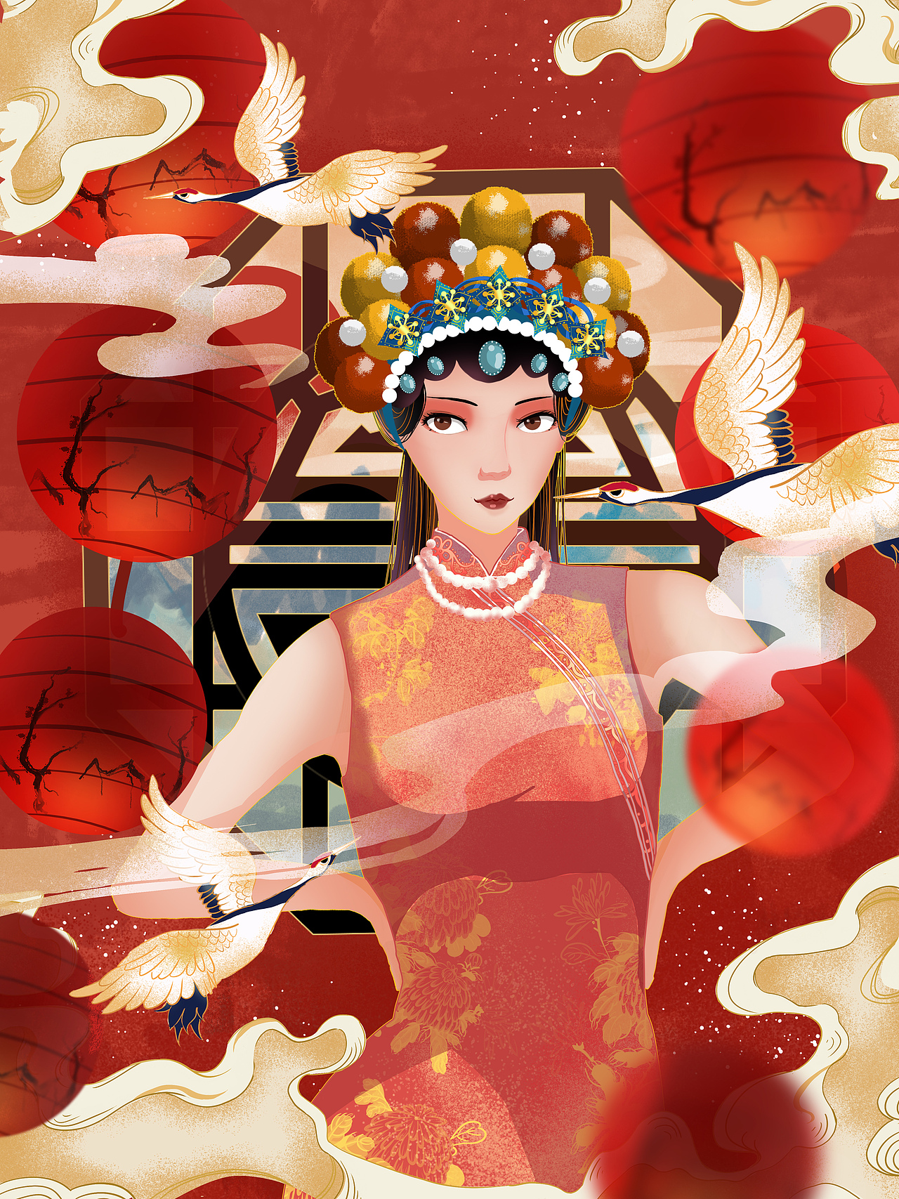 国朝京剧人物插画