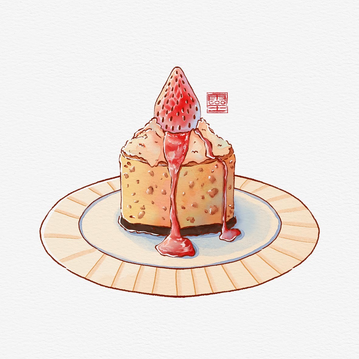 PS板绘水彩食物