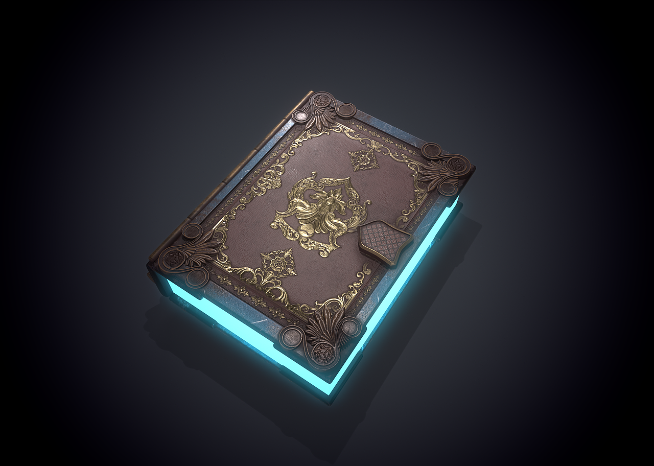 3d发光魔法书模型