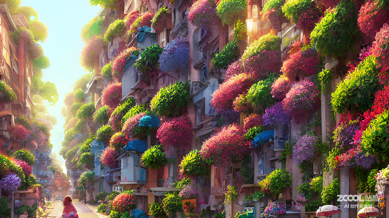 #AI创作实验室#鲜花 建筑 街道 咖啡屋 治愈（图ZMzIxMTg1ODEy） - AI作品 - 站酷设计师Z77284758原创素材 - 站酷ZCOOL