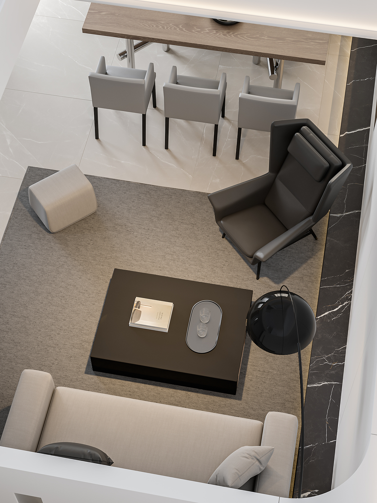 现代简约别墅一层（图ZMzE1MTk5NTQ0） - 家装设计 - 站酷设计师原本一效果图表现原创素材 - 站酷ZCOOL