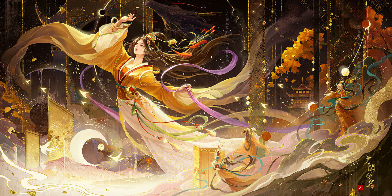 古风插画《旧词·白日何短短》（图ZMzY1NjMzNjU2） - 商业插画 - 站酷设计师不闻今夕原创素材 - 站酷ZCOOL
