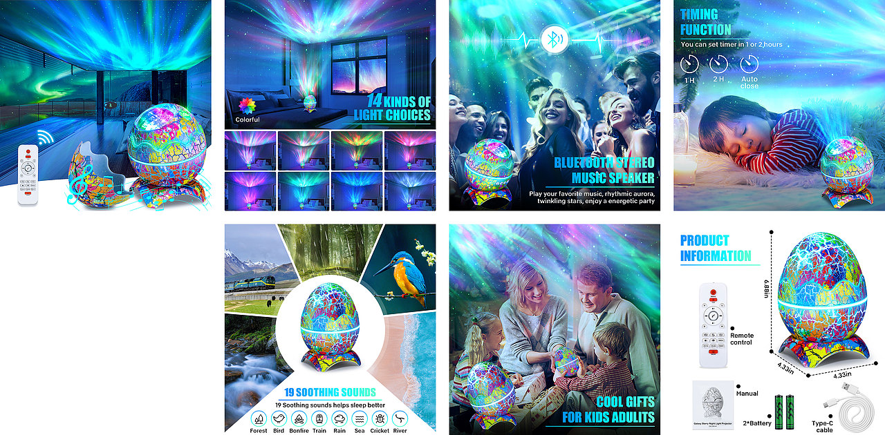 极光投影灯,亚马逊主图,A+