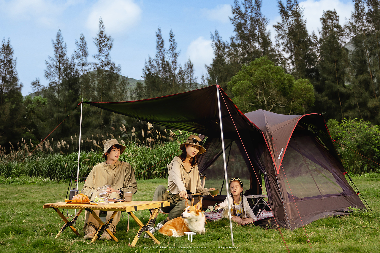 户外露营便携式帐篷+天幕