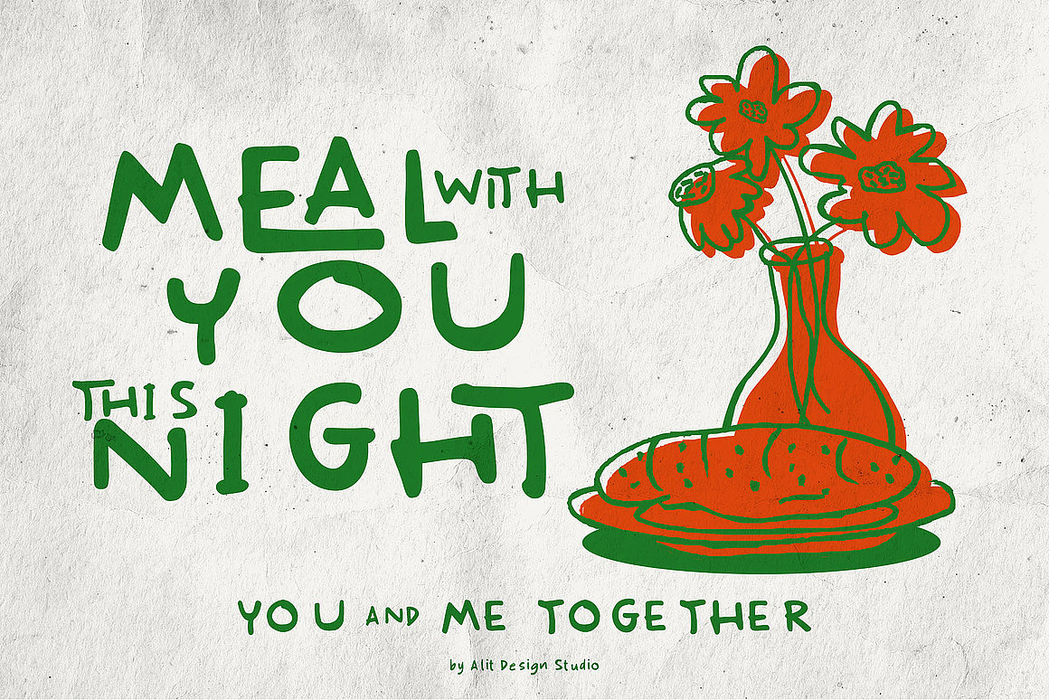 复古时尚美食餐厅广告海报菜单封面标题手写英文字体