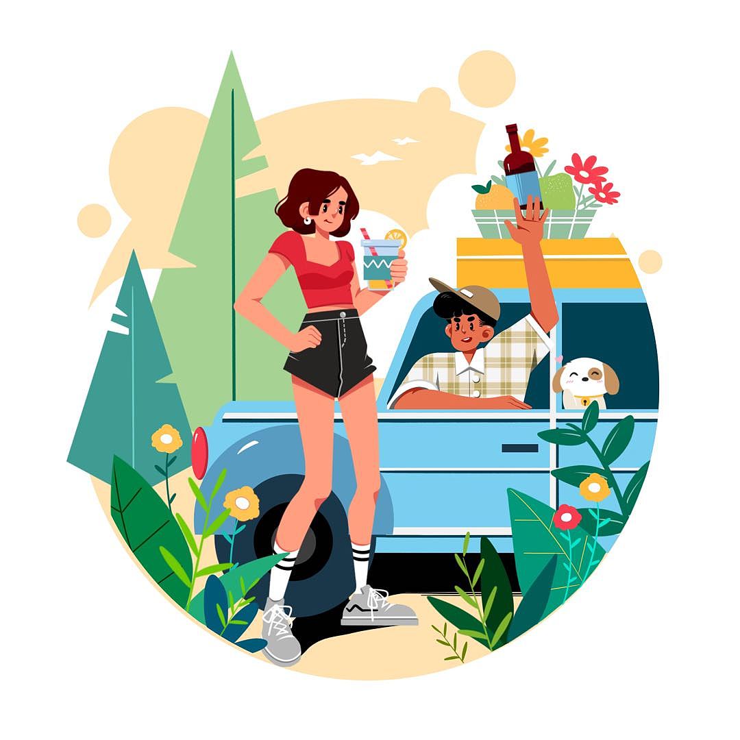 运营插画-夏日出游计划