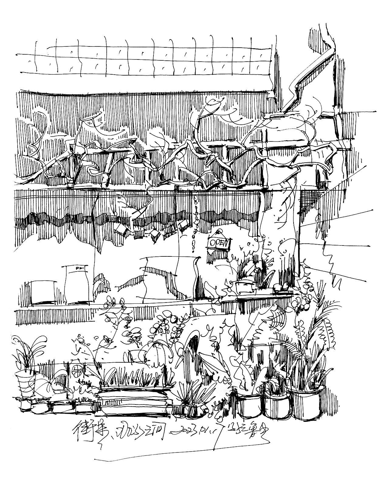 手绘街景,关于街景速写。