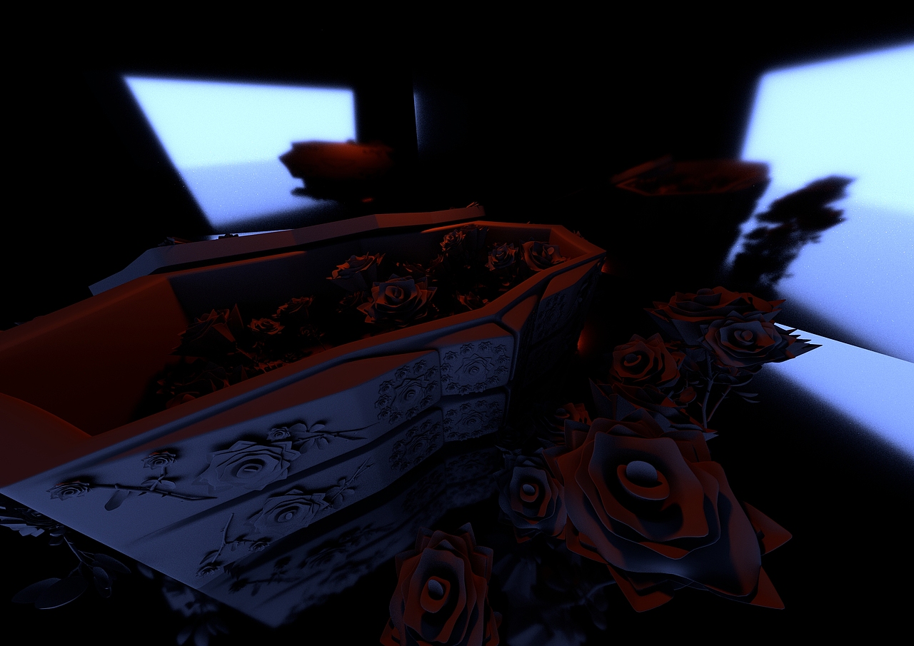 玫瑰花和棺材（白模）