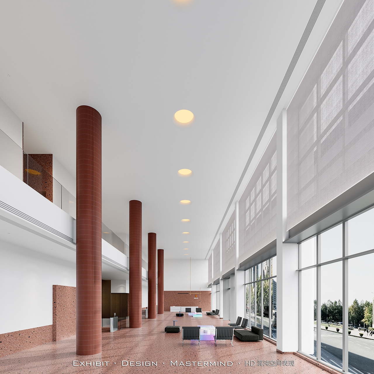 混沌空间表现 X 现代 极简风 工装大厅 效果（图ZMzQ0OTY0NTY0） - 酒店餐饮设计 - 站酷设计师混沌空间写实表现原创素材 - 站酷ZCOOL