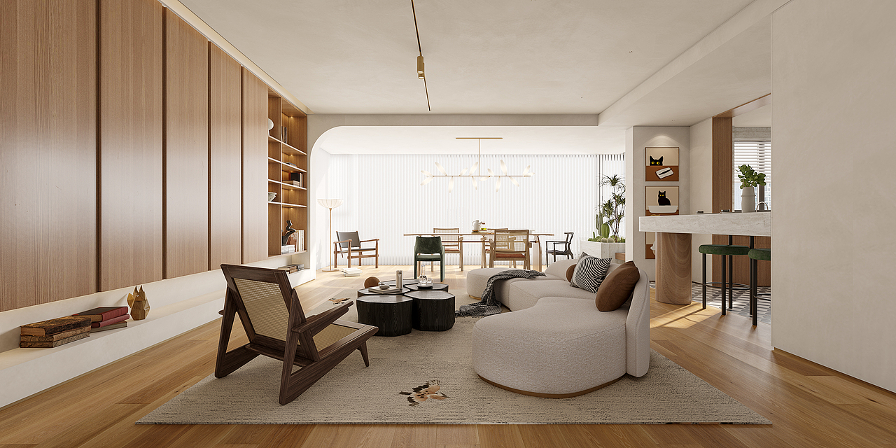 近期渲染侘寂风客厅