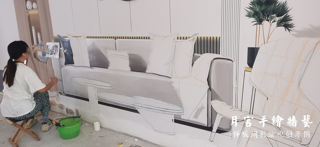 样板间彩绘 轻奢风样板间彩绘 清水样板间 3D样板间彩绘