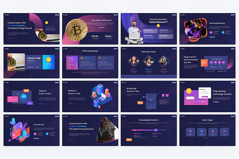 20页精美大气比特币虚拟货币宣传介绍企业介绍PPT模板