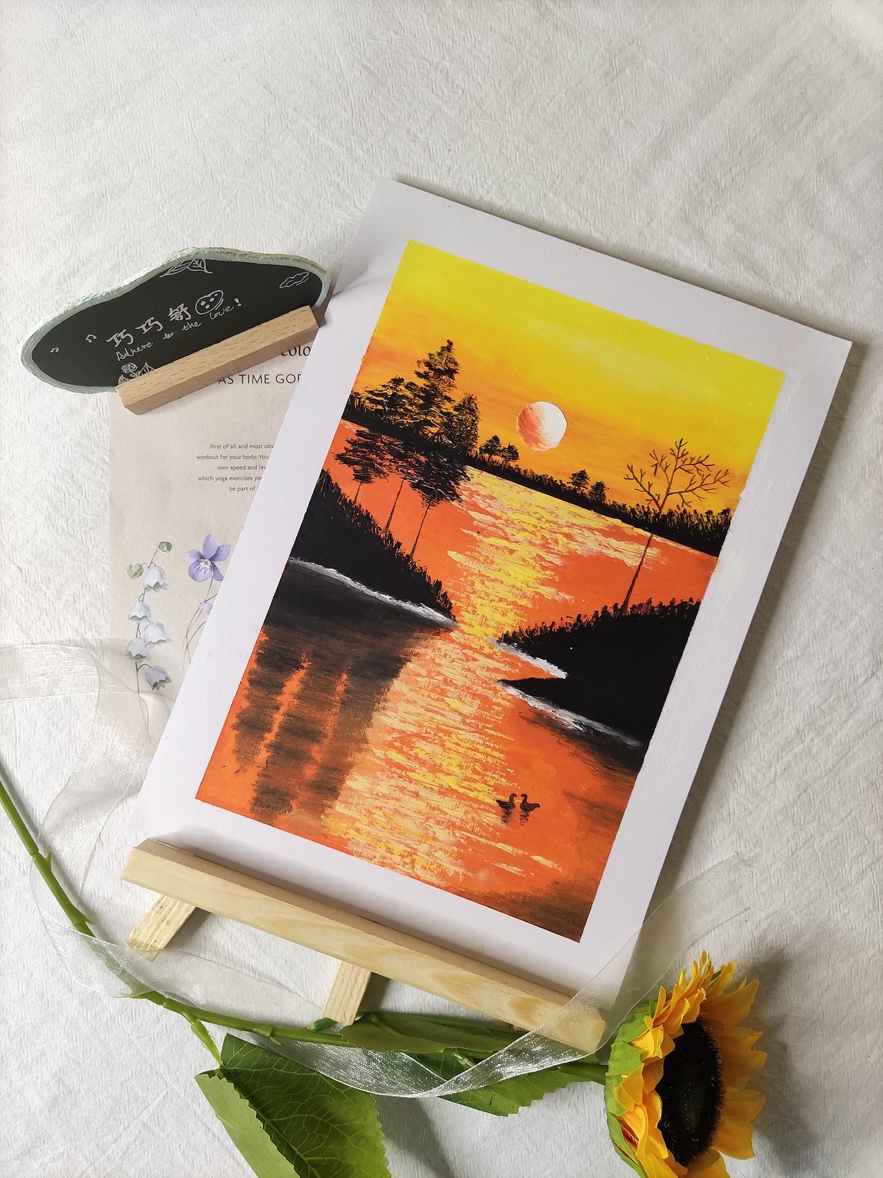 油画棒 | 河边夕阳（图ZMzE1NTQwNzI4） - 绘画 - 站酷设计师巧巧舒原创素材 - 站酷ZCOOL