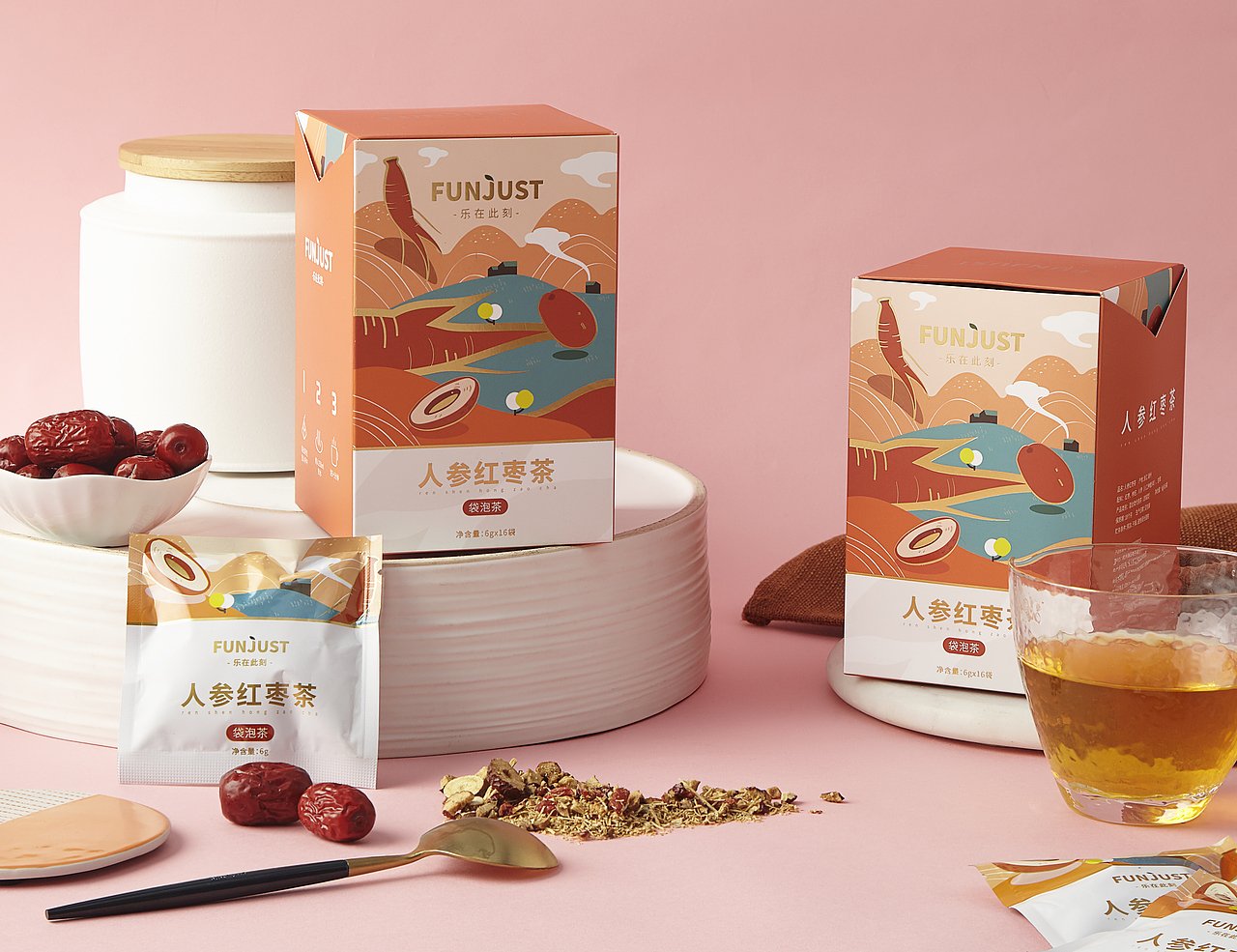 FUNJUST-人参红枣茶（图ZMzI4ODk5MDUy） - 产品摄影 - 站酷设计师孟涂原创素材 - 站酷ZCOOL