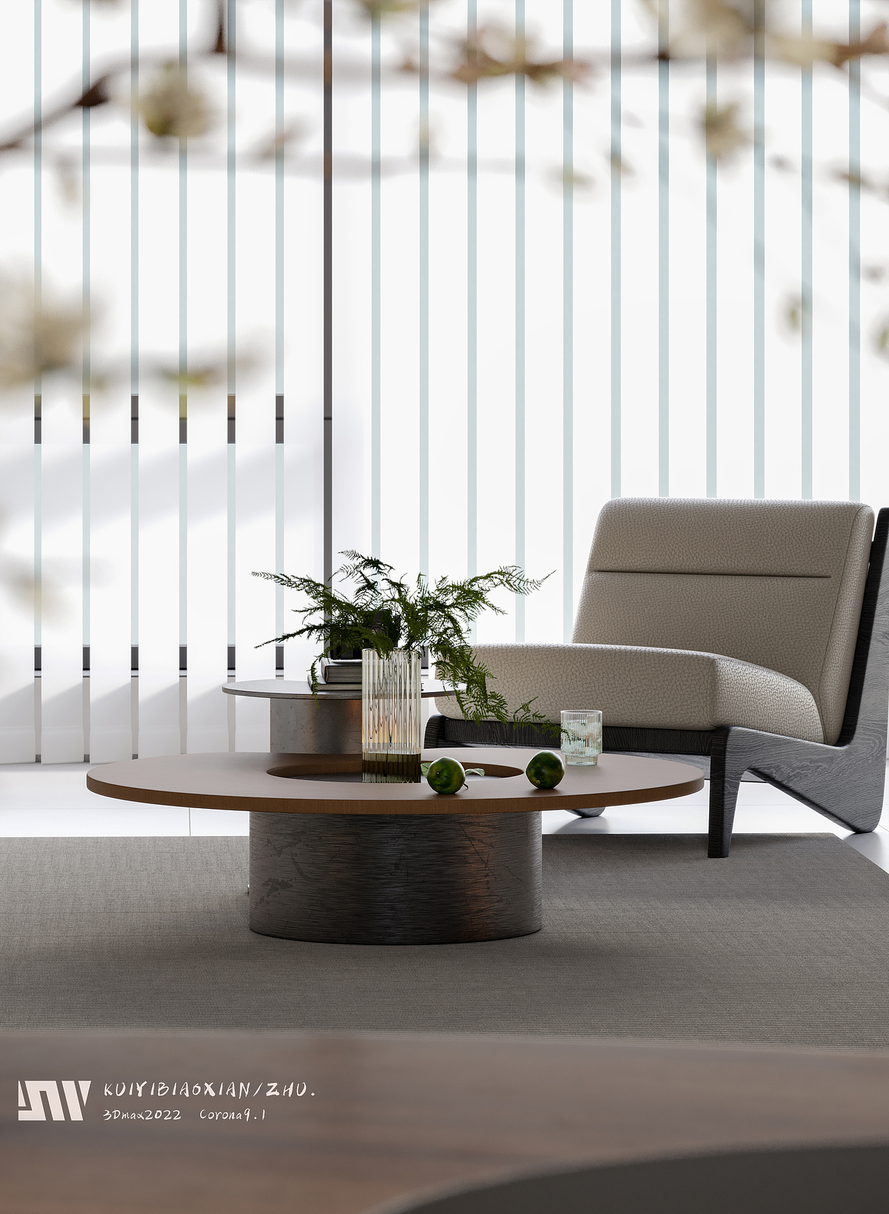 一套现代简约客厅效果图