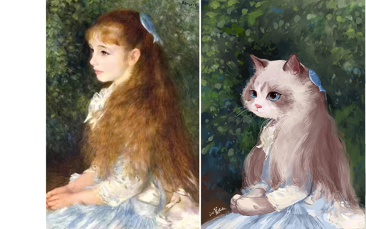 名画系列与动物们3（图ZMzMyOTI5MTA0） - 商业插画 - 站酷设计师沁蓝LULU原创素材 - 站酷ZCOOL