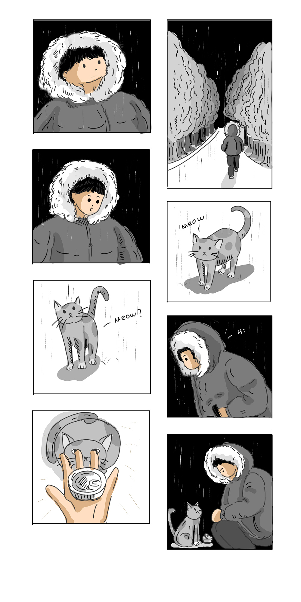 画画日常｜雨夜散步（图ZMzYwOTkxMjI4） - 短篇/格漫 - 站酷设计师喃喃blackcat原创素材 - 站酷ZCOOL