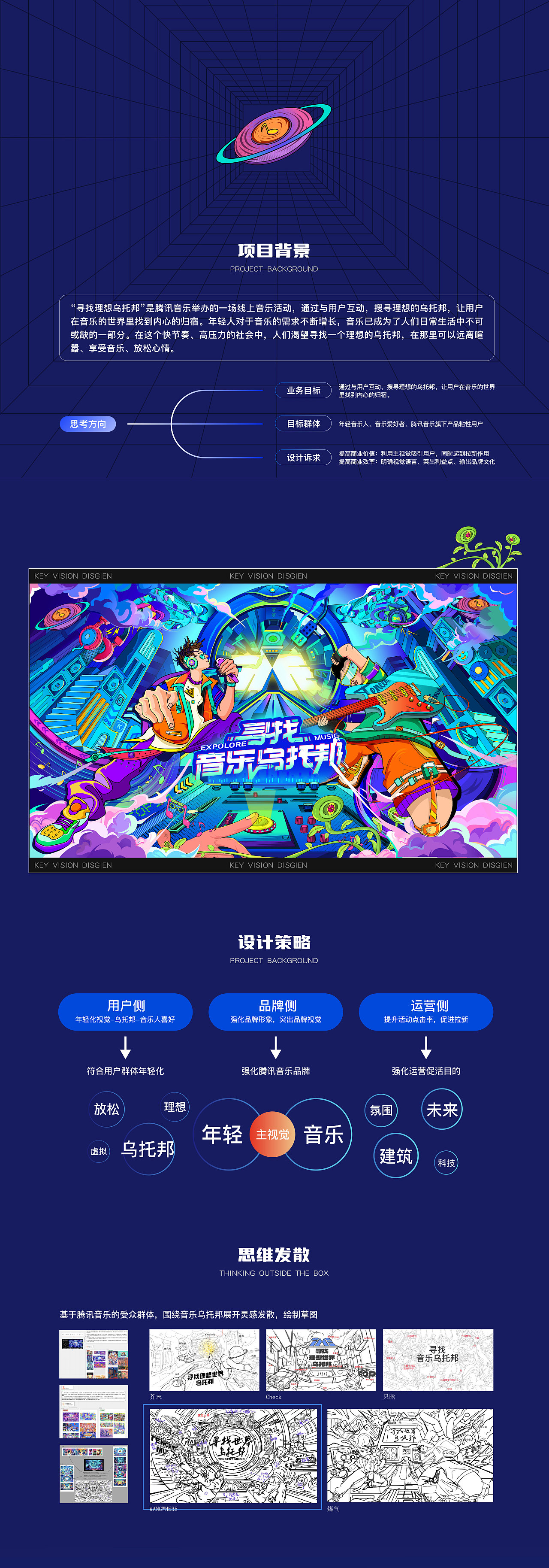 主kv插画设计 | 腾讯音乐 寻找音乐乌托邦