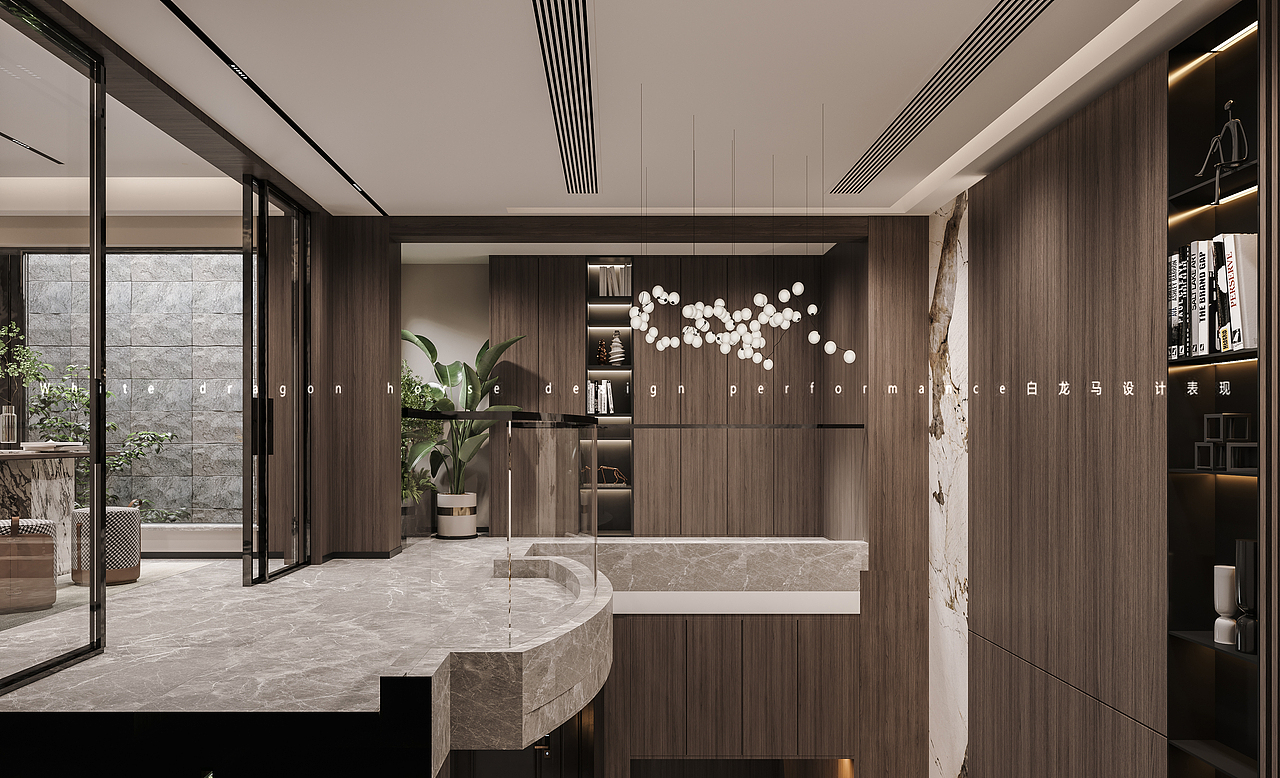 现代客餐厅—白龙马效果图