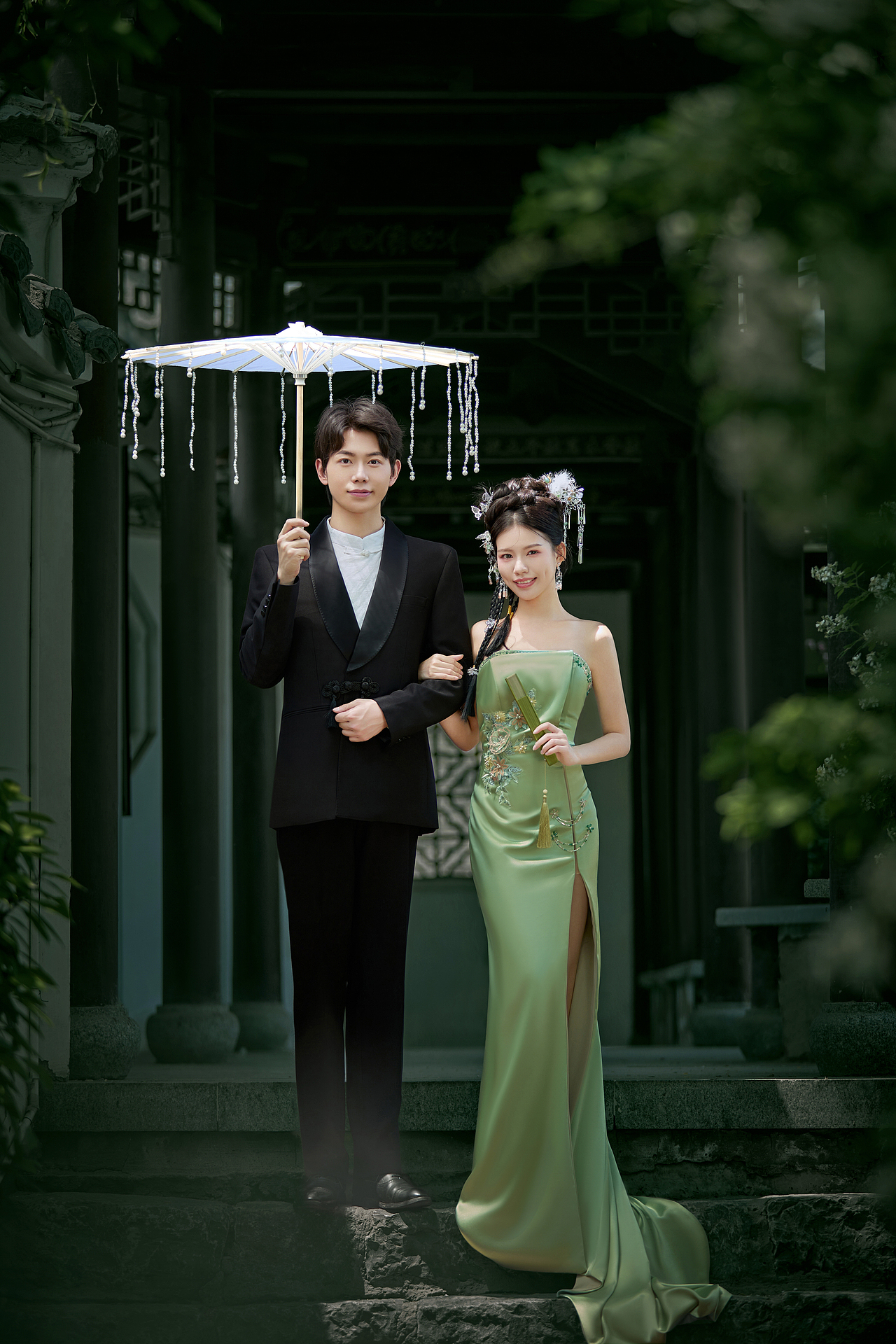 中式园林旗袍婚纱修图