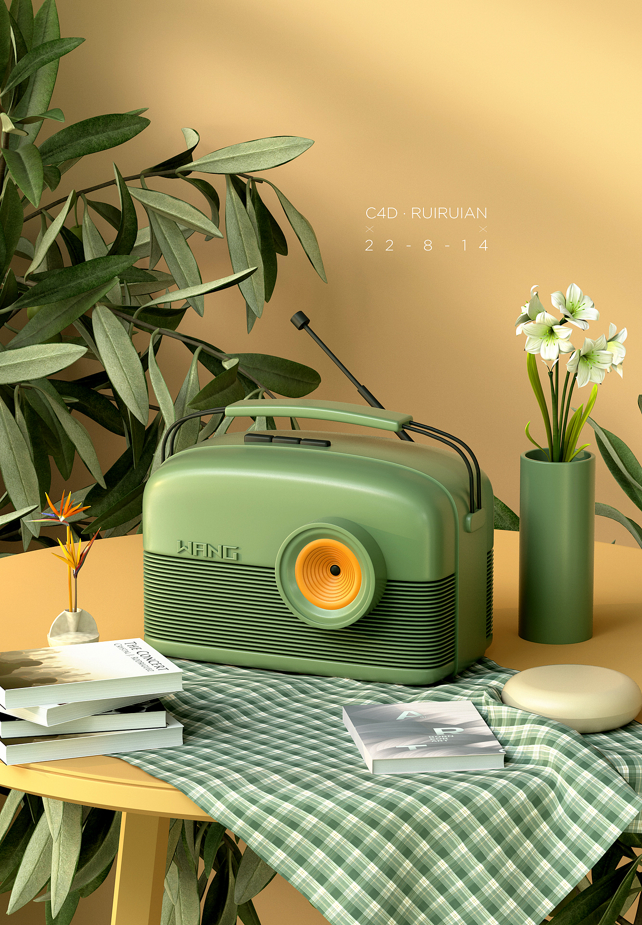 C4D建模渲染练习-复古小音箱