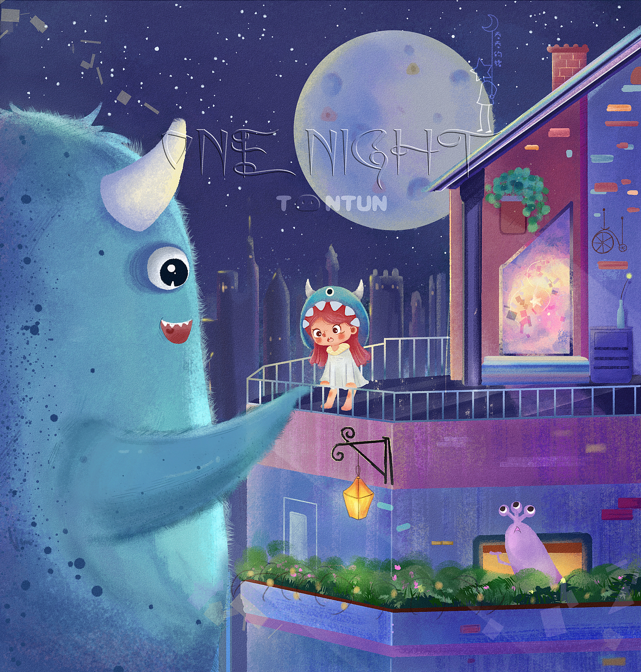 儿童插画场景--奇妙夜小女孩和小怪兽（图ZMzUxNTQ1NjMy） - 儿童插画 - 站酷设计师吞吞的猪lltunny原创素材 - 站酷ZCOOL