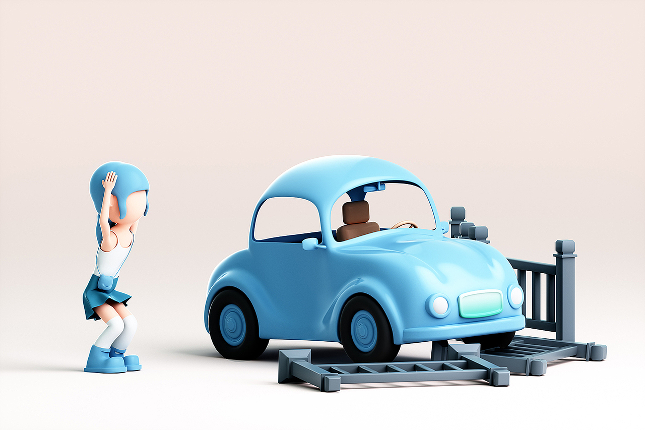 原创 3D人物与卡通汽车