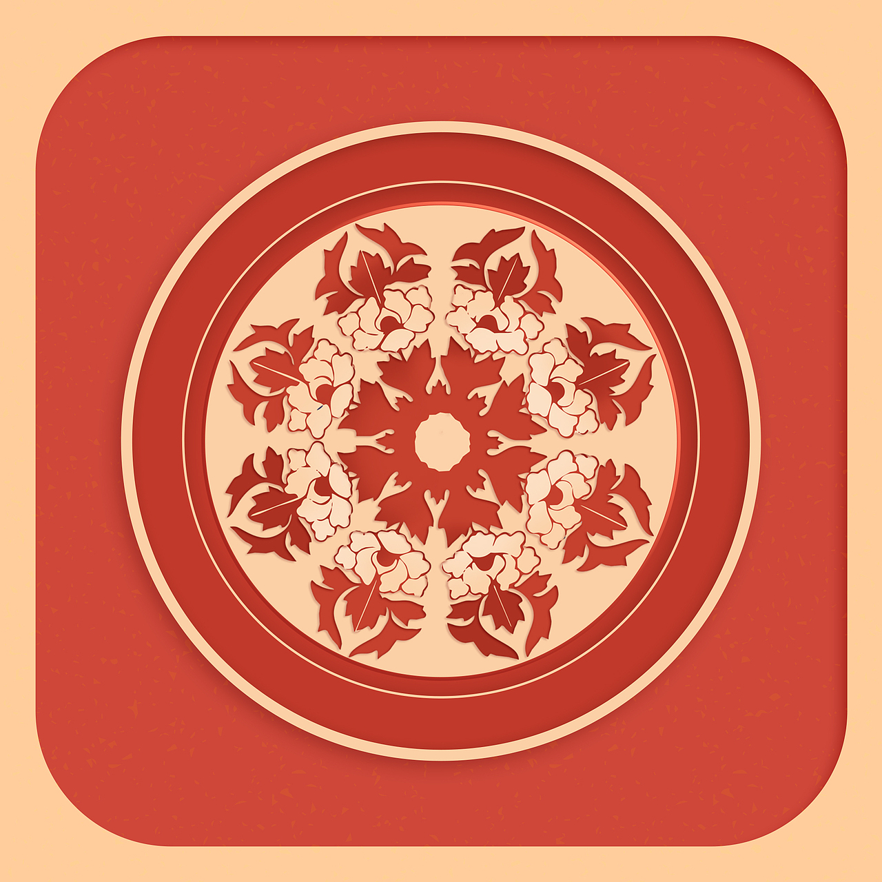 中式传统纹样装饰图案|图案设计|绯红色