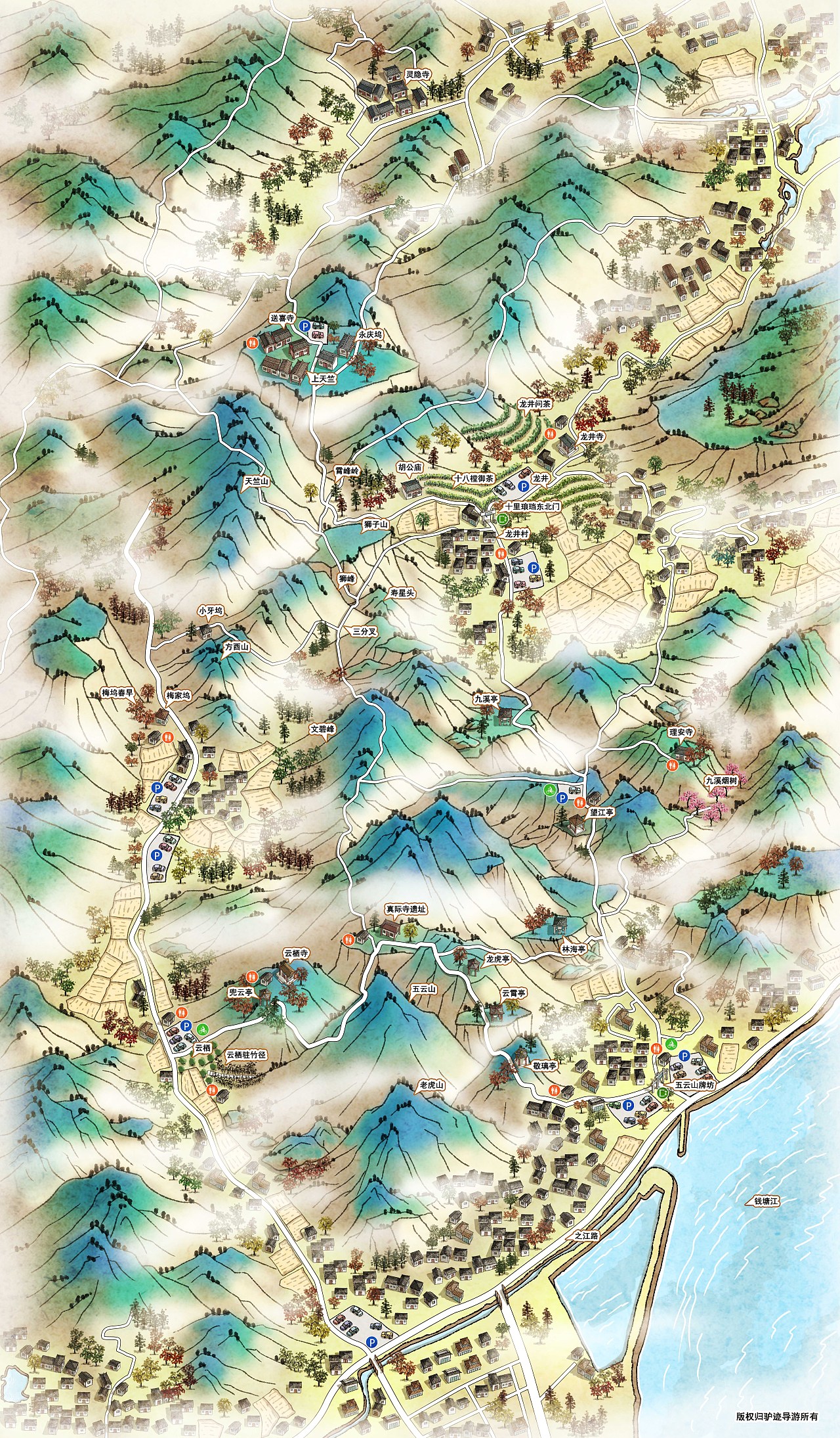 手绘中国风旅游地图(四)