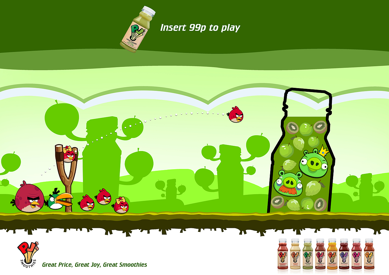 PJ’s Smoothies X 愤怒的小鸟 营销海报设计