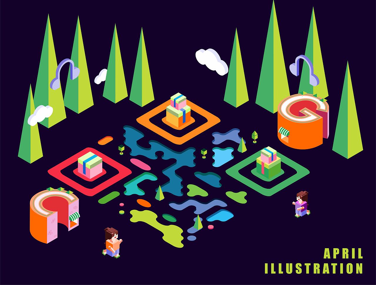 2.5D插画艺术二维码（图ZMjk5OTY1Mjc2） - 商业插画 - 站酷设计师SUN潼孫原创素材 - 站酷ZCOOL