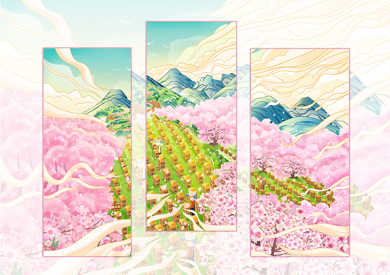 宜良蜂蜜-云南蜂蜜包装插画设计